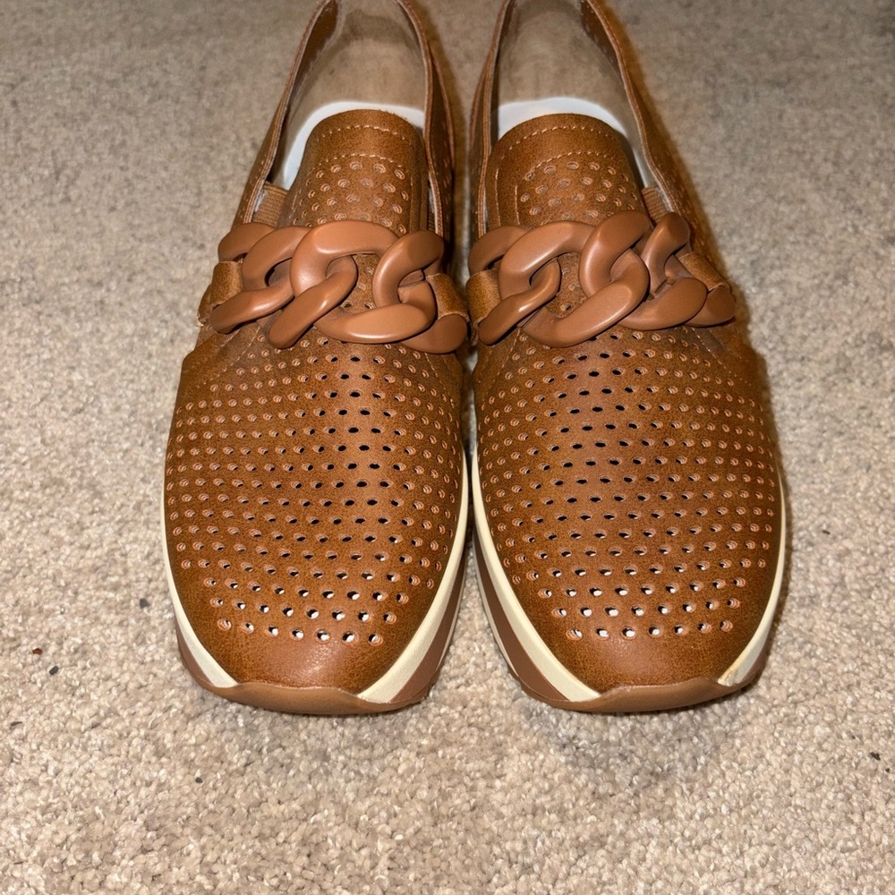 Brown Loafers with Chain Detail